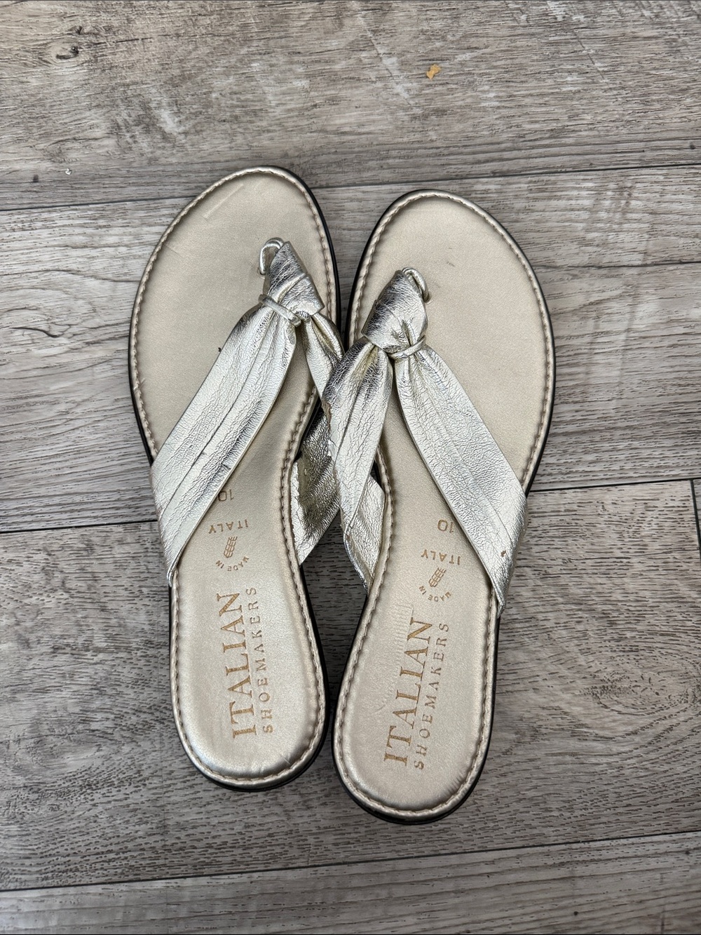 Italian Shoemakers Metallic Silver Knotted Thong Sandals
